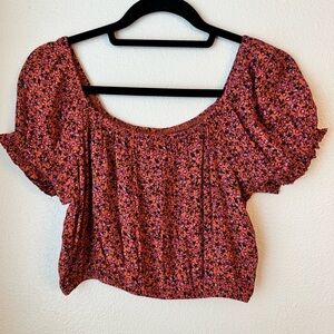 Tilly’s Sky and Sparrow Floral Puff Sleeve Cropped top